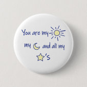 太陽 – 月 – 星 缶バッジ (正面)