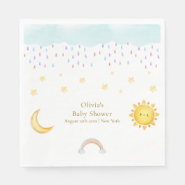 太陽 月 星 虹 雨滴 ベビーシャワー スタンダードランチョンナプキン