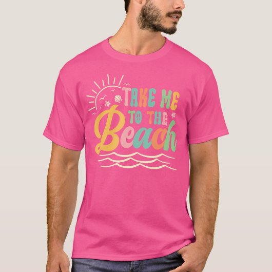 太陽 海 夏休み ビーチへ連れてって Tシャツ (正面)