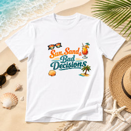 太陽、砂浜、そしてまずい判断 夏のユーモア Tシャツ