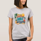 太陽 砂浜 失敗談 面白い 海岸 ビーチ ユーモア Tシャツ (正面)