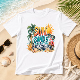 太陽 砂浜 失敗談 面白い 海岸 ビーチ ユーモア Tシャツ