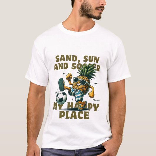 太陽、砂、サッカー Tシャツ (正面)