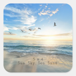 太陽。空。海。サンド.ビーチシーン スクエアシール