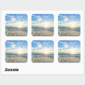 太陽。空。海。サンド.ビーチシーン スクエアシール (シート)