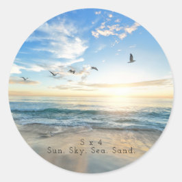 太陽。空。海。サンド.ビーチシーン ラウンドシール