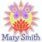 太陽、蝶、花 シール (正面)