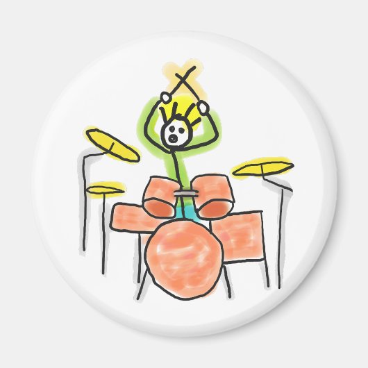 太鼓を叩くスティックマン マグネット (正面)