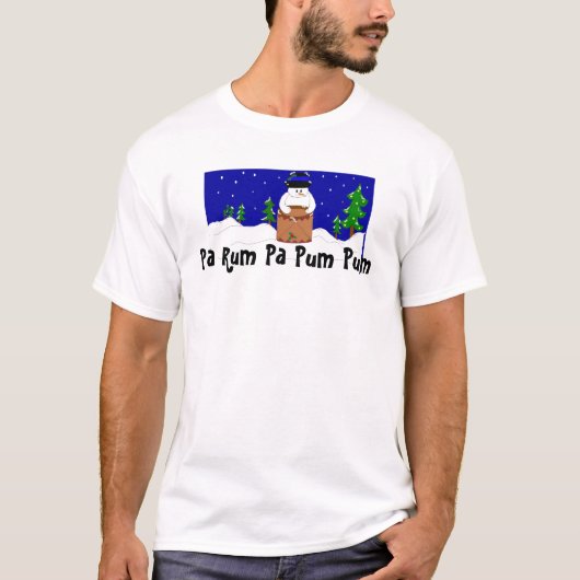 太鼓を叩く雪だるま Tシャツ (正面)