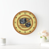 太鼓を鳴らす~シート音楽~金ゴールド背景~ ラージ壁時計 (ホーム)