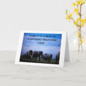 「太鼓持ちのビートに違う行く」象 カード (黄色い花)