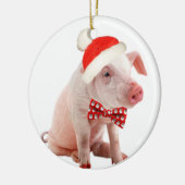 太鼓腹のブタのクリスマスのオーナメント セラミックオーナメント (左)