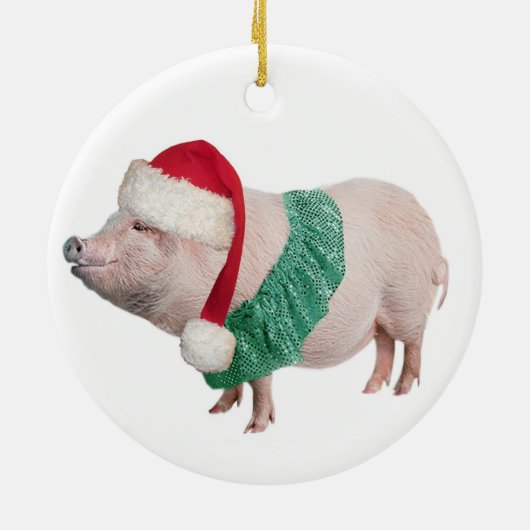 太鼓腹のブタのクリスマスのオーナメント セラミックオーナメント (裏面)