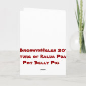 太鼓腹のブタのクリスマス シーズンカード (裏面)