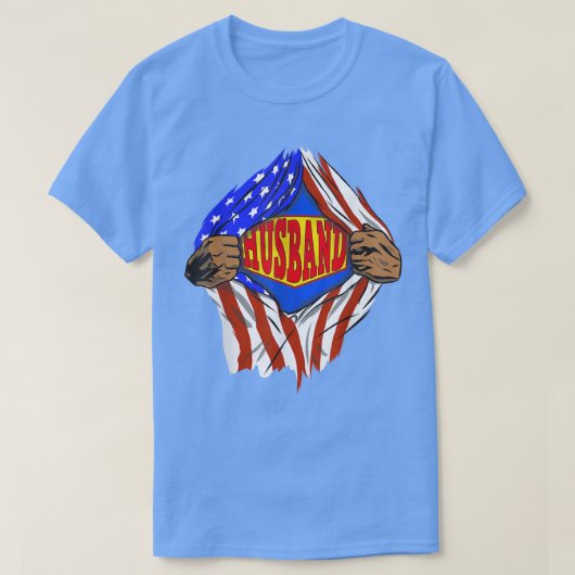 夫おもしろいすごい英雄家族 Tシャツ (デザイン正面)