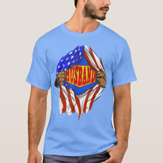 夫おもしろいすごい英雄家族 Tシャツ