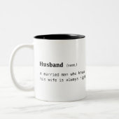 夫おもしろいの定義 ツートーンマグカップ (左)