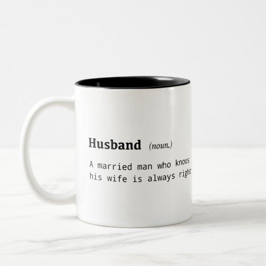 夫おもしろいの定義 ツートーンマグカップ (左)