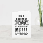 夫おもしろいへの皮肉な誕生日の願い カード (正面)