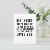 夫おもしろいへの皮肉な誕生日の願い ポストカード (スタンド正面)