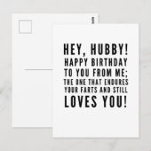 夫おもしろいへの皮肉な誕生日の願い ポストカード (正面/裏面)