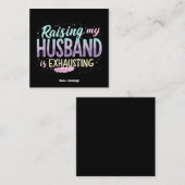 夫おもしろいを育てるのは疲れ果てている」妻のジョーク スクエア名刺 (正面/裏面)