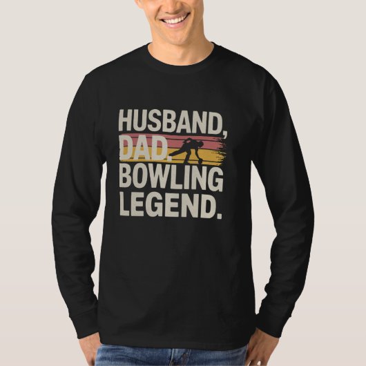 夫おもしろいパパボーリング凡例レトロボーリングハム Tシャツ (正面)
