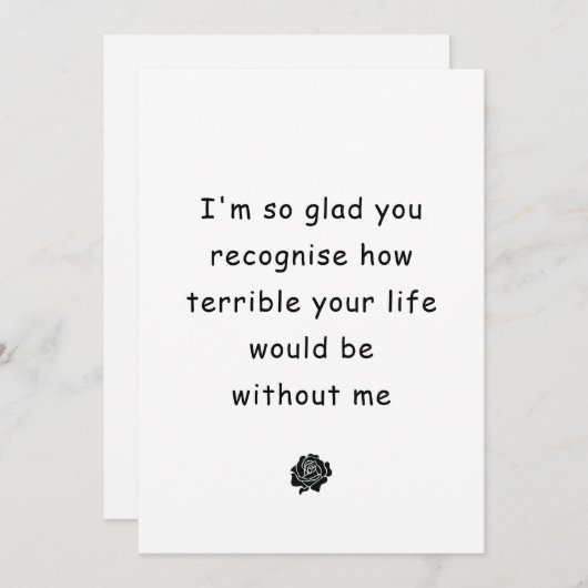 夫おもしろい妻の皮肉な記念日カード 招待状 (正面/裏面)