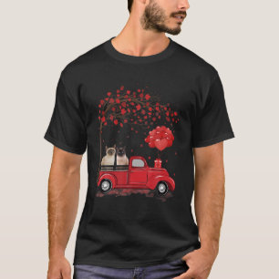 夫おもしろい婦の赤いトラックバレンタインデー Tシャツ