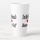 夫おもしろい引用文ブラック文字 カフェラテマグ (正面)