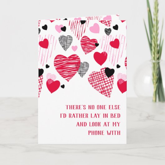 夫おもしろい引用文赤いハートバレンタイン シーズンカード (正面)