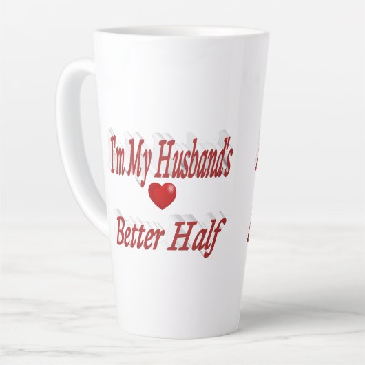 夫おもしろい引用文赤文字 カフェラテマグ (左アングル)