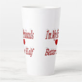 夫おもしろい引用文赤文字 カフェラテマグ (正面)