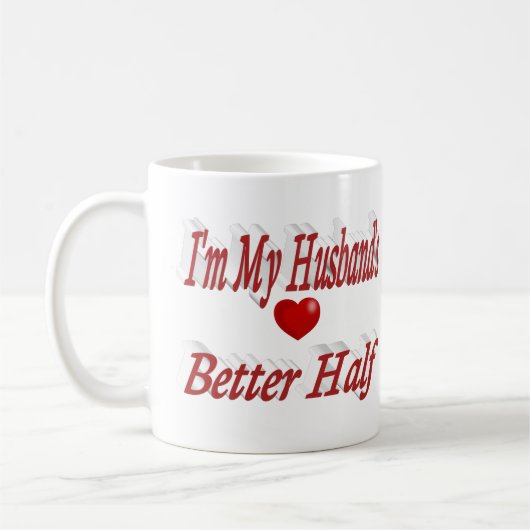 夫おもしろい引用文赤文字 コーヒーマグカップ (左)