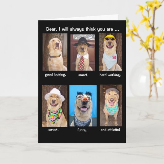 夫おもしろい誕生日 カード (黄色い花)