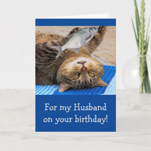 夫おもしろい魚釣り誕生日 カード