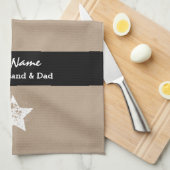 夫およびパパのモダンなタンの最も最高のな黒いリボンA03 キッチンタオル (四つ折り)