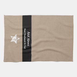 夫およびパパのモダンなタンの最も最高のな黒いリボンA03 キッチンタオル