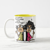 夫および妻の態度のユーモア ツートーンマグカップ (左)