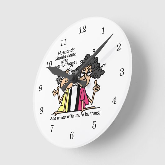 夫および妻の態度のユーモア ラウンド壁時計 (傾斜)