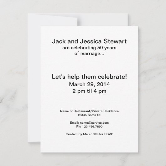 夫および妻記念日のヴィンテージの写真 招待状 (裏面)