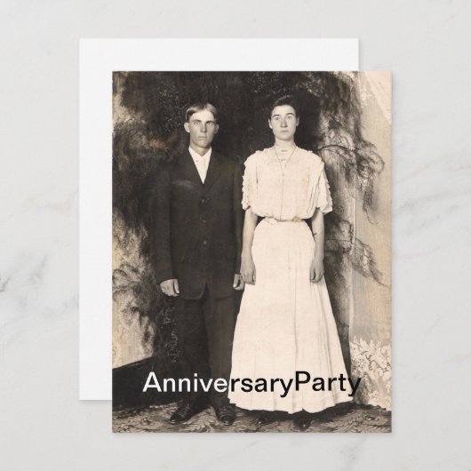 夫および妻記念日のヴィンテージの写真 招待状 (正面/裏面)