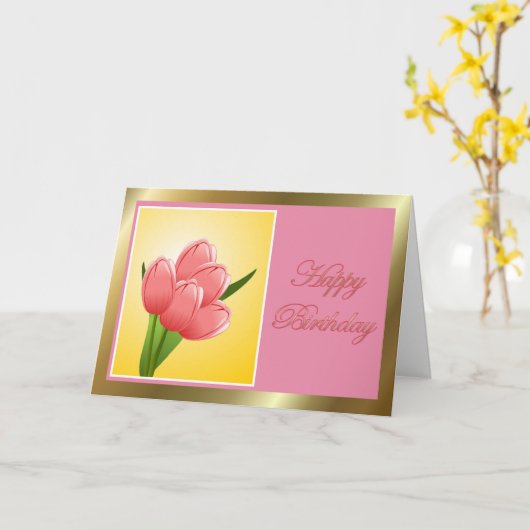 夫から妻へのハッピーバースデーと花 カード (黄色い花)