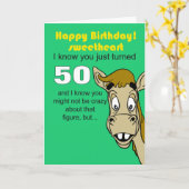 夫から妻へ　50歳の誕生日 カード (黄色い花)