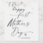 夫から母への贈り物の最初のお母さん ワインラベル (シングルラベル)