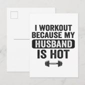 夫がイケメンだからワークアウトする 面白いフィットネス インビテーションポストカード (正面/裏面)