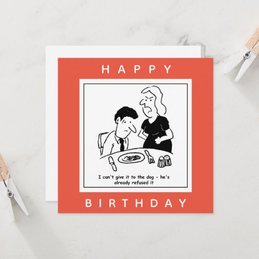 夫が犬与え漫画に夕食を食べない妻 カード (正面/裏面インサイチュ)