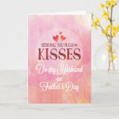 夫とパパ父の日ハグとキスを送る カード (黄色い花)