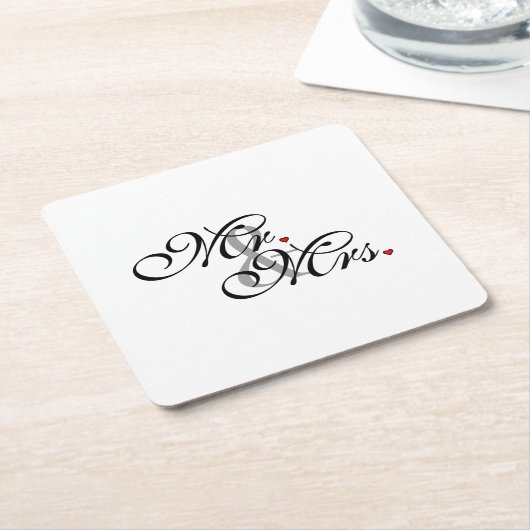 夫と妻が新しく結婚 スクエアペーパーコースター (アングル)