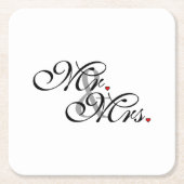 夫と妻が新しく結婚 スクエアペーパーコースター (正面)